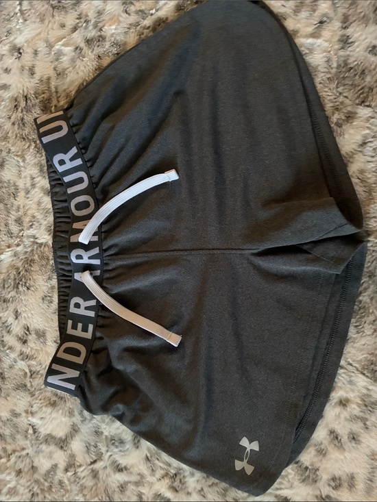 Under Armour Pants - Under Armour Women's Dark Gray Athletic Shorts with Logo Waistband